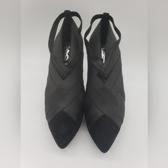 1548- YSL Yves Saint Laurent Shoe Black Platform Bandage Suede Bootie 37.5EU - Picture 3 of 12